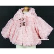 Light Pink Soft Fur with Rose Bow Shawl Coat SH32 